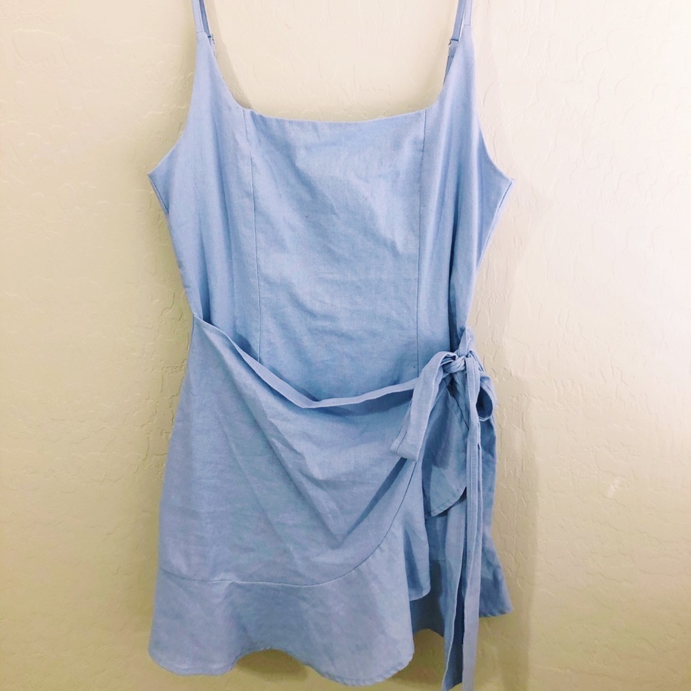 Princess Polly Light Blue Wrap Dress